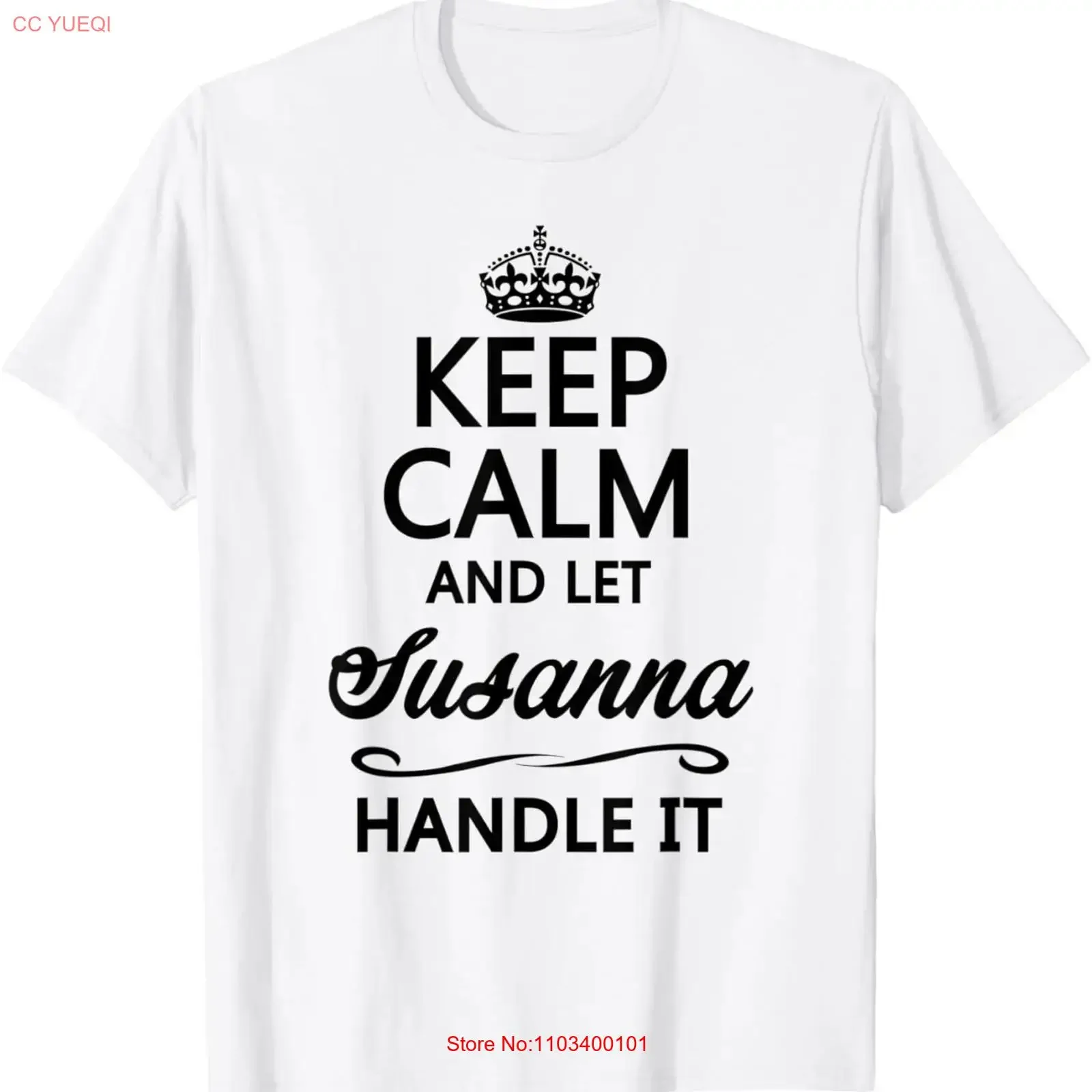 Camiseta Engraçada 'KEEP CALM and let SUSANNA Handle It' Vintage Lavada Unissex Ligeiramente Estilosa Moda Casual Confortável