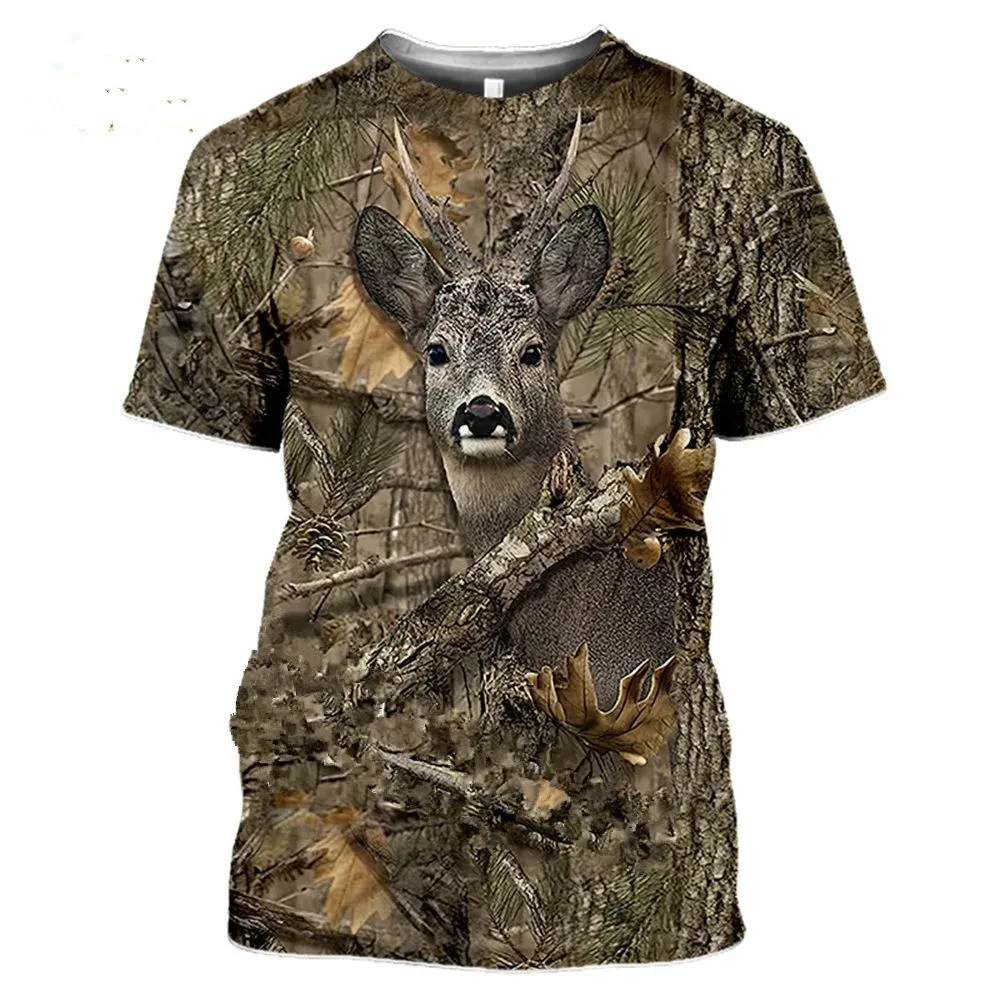 Fashion Camouflage Hunting Animals Wild Boar 3D T-shirt Summer Casual Street Men and Women Pullover Short Sleeve Plus Size Tops