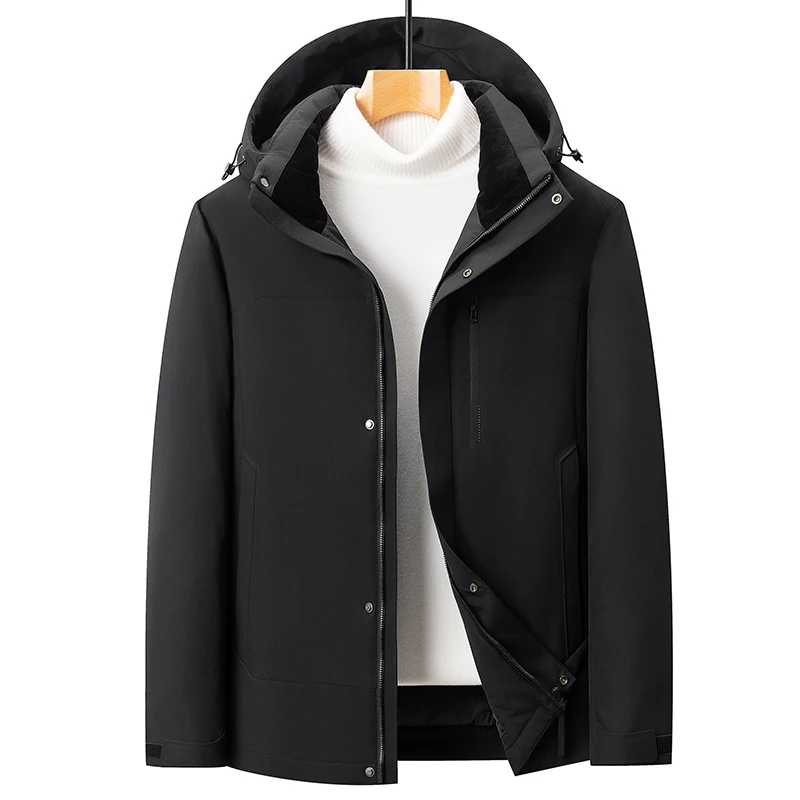 Casual Men's Hooded 90% White Duck Down Jackets 2025 Winter Streetwear Loose Windproof Warm Puffer Coat Outdoor Parkas Clothing