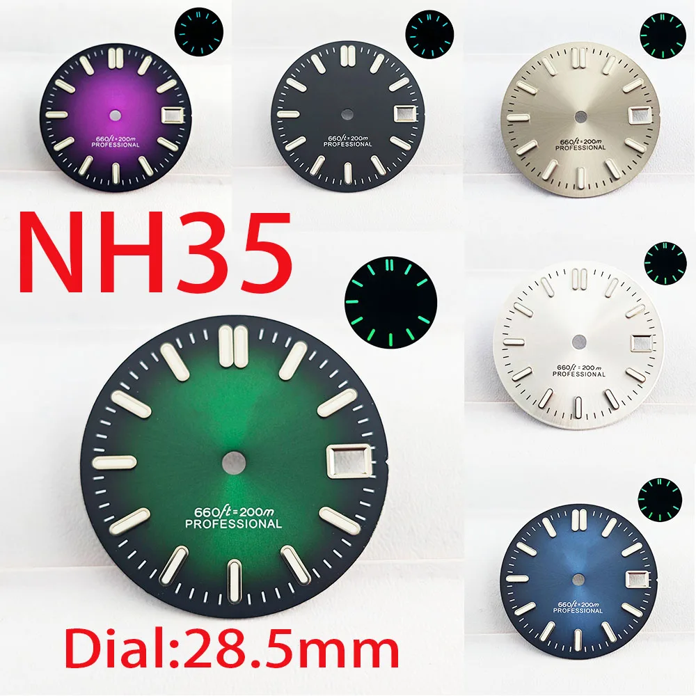 

Men's watch dial NH35 blue glow-in-the-dark 28.5mm dial for NH35 NH36 automatic movement 36mm 39mm case watch accessories