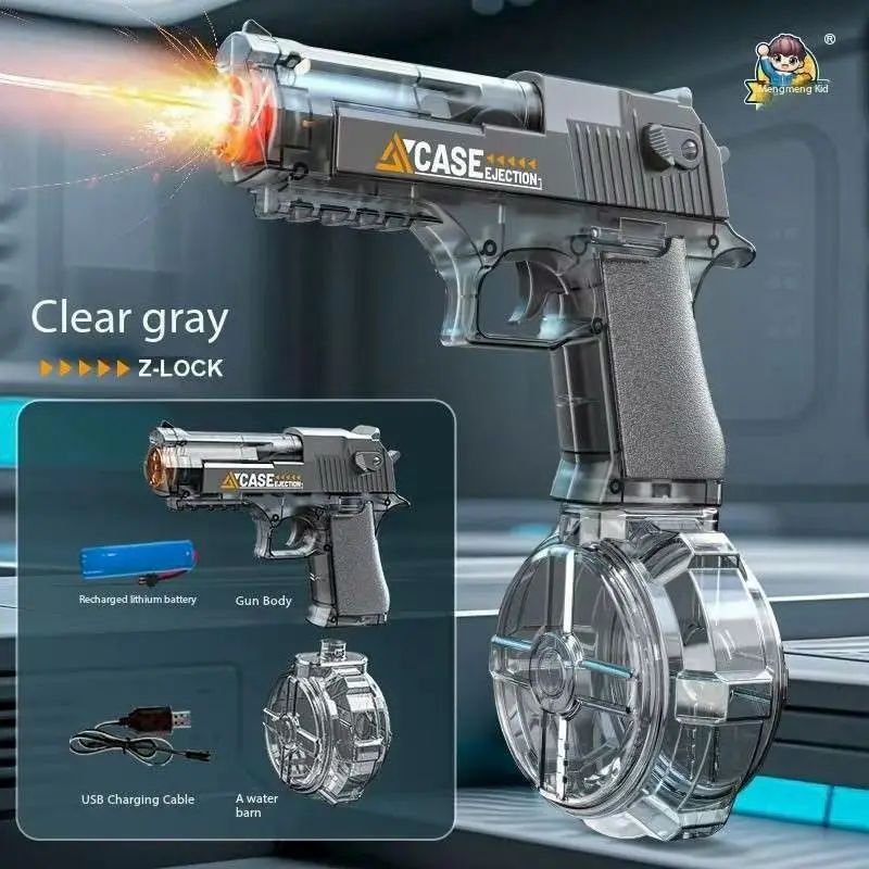 

Summer Pool Beach Water GunToy Golden Desert Eagle Auto Water Gun with LED,Children and adults water combat toys