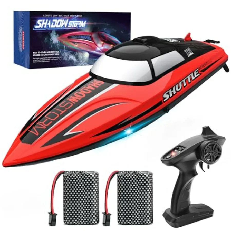 

Remote Control Boat for 2.4GHz Fast RC Boat with LED Lights Portable Suitcase for Pools Lakes Salt Water Blue Summer Water Toys
