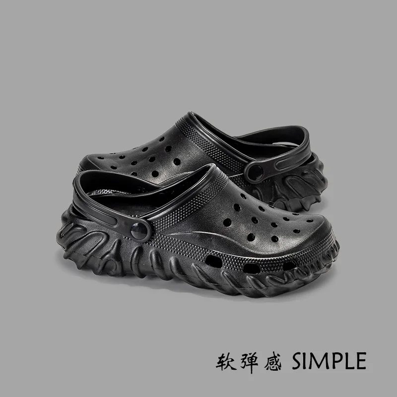 

2025/мужские тапочки с отверстиями, летние мужские модные садовые сабо, уличные пляжные тапочки, новая модная обувь унисекс с отверстиями для дома