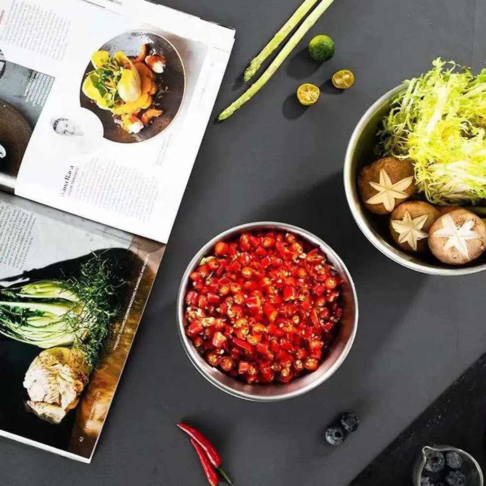 

1pc Stainless Steel Oblique Mouth Bowl Lettuce Vegetable Salad Storage Container Kitchen Restaurant Seasoning Sauce Spice Bowl