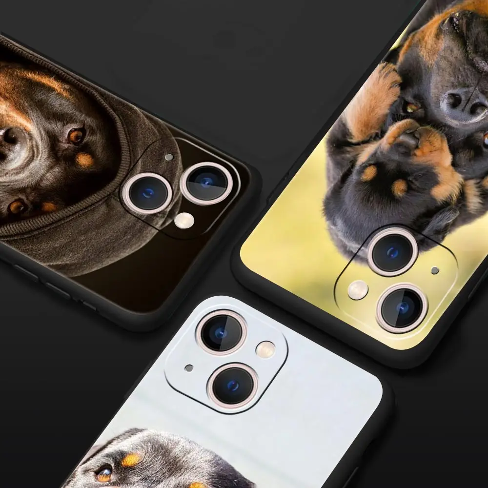 Rottweiler Dog For iPhone 11 12 13 15 14 Pro Max Phone Case X XR XS 7 8 Plus SE 2020 Luxury Black Soft Silicone Cover Funda