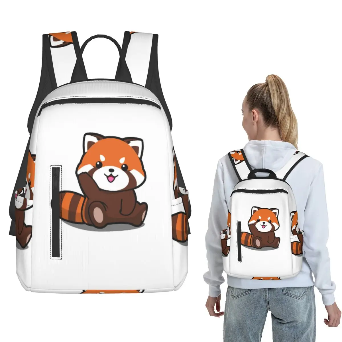 Red Panda Animal Backpack Large Capacity Boys Girls BookBag School Bag Shoulder Bags for Men Women