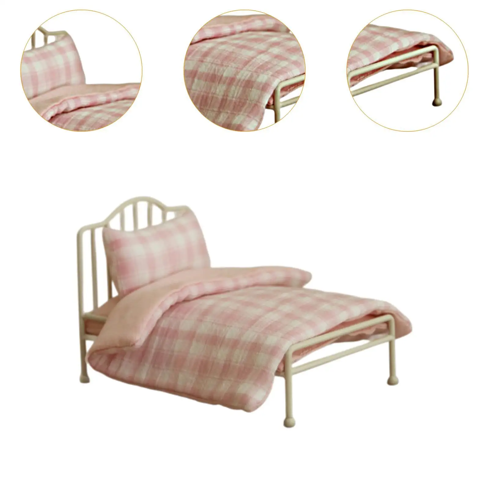 Cama en miniatura para casa de muñecas, muebles para casa de muñecas 1:12