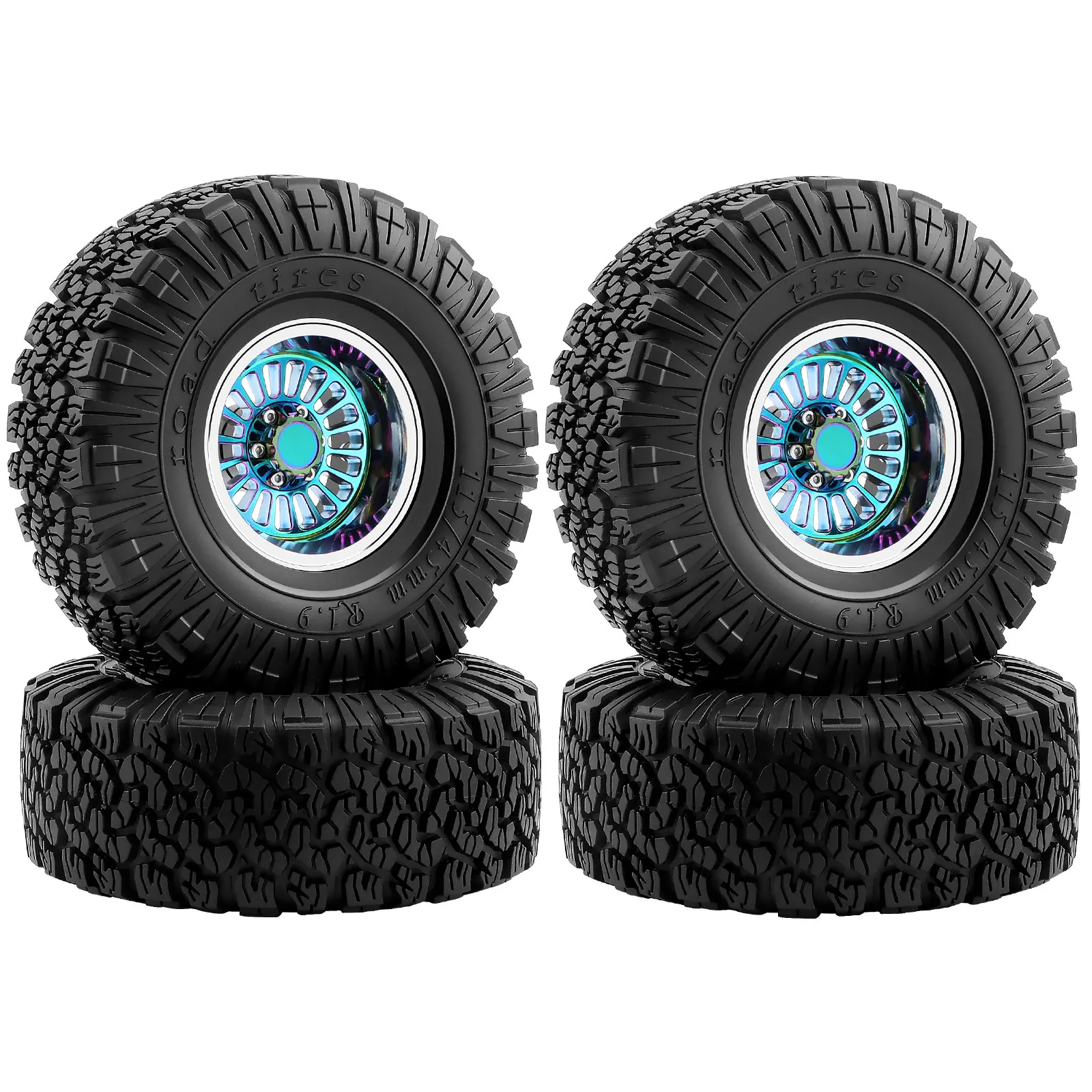 set-di-ruote-e-pneumatici-beadlock-dashrc-19-pneumatici-rc-115-45-mm-offset-piatto-profondo-mozzo-per-cerchione-beadlock-con-turbina-a-colori-in-alluminio-da-10-mm