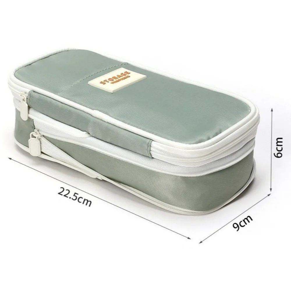 New Oxford Fabric Pencil Cases Zip Closure Multi-layer Pen Organizer Box Large Capacity Foldable Stationery Bag For Students
