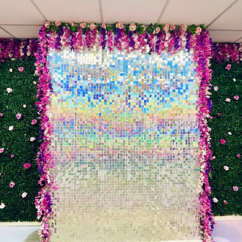 Imagem -05 - Quadrado Sequins Shimmer Wall Backdrop Festa de Casamento Arranjo de Aniversário Painéis Decorativos Interiores e Externos 24 Pcs