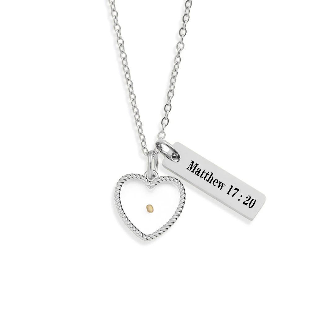 Matthew 17:20 Faith As Small As A Mustard Seed Stainless Steel Pendant Necklaces For Christian Inspirational Jewelry Gifts