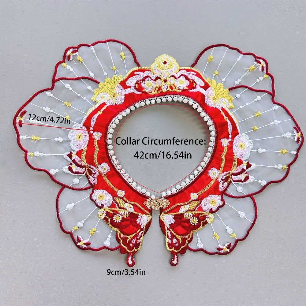 التطريز الديكور Hanfu شال اللؤلؤ فراشة كاذبة الأزهار Yunjian جولة الرقبة الصينية الاطفال قميص طوق كاذبة