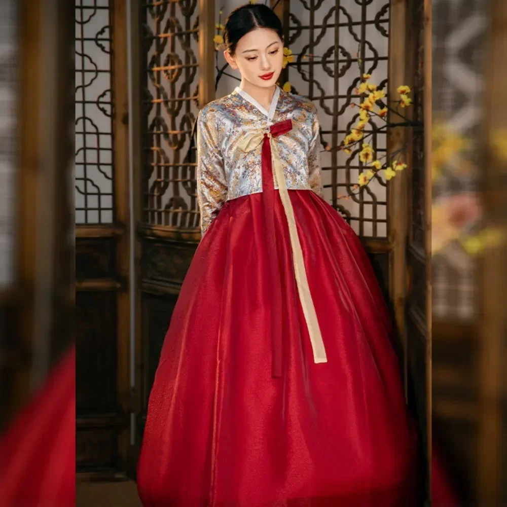 

New Luxury Traditional Korean Hanbok Ethnic Long Sleeve Korean Clothing Female Embroidery Hanbok Dress Ancient Clothes