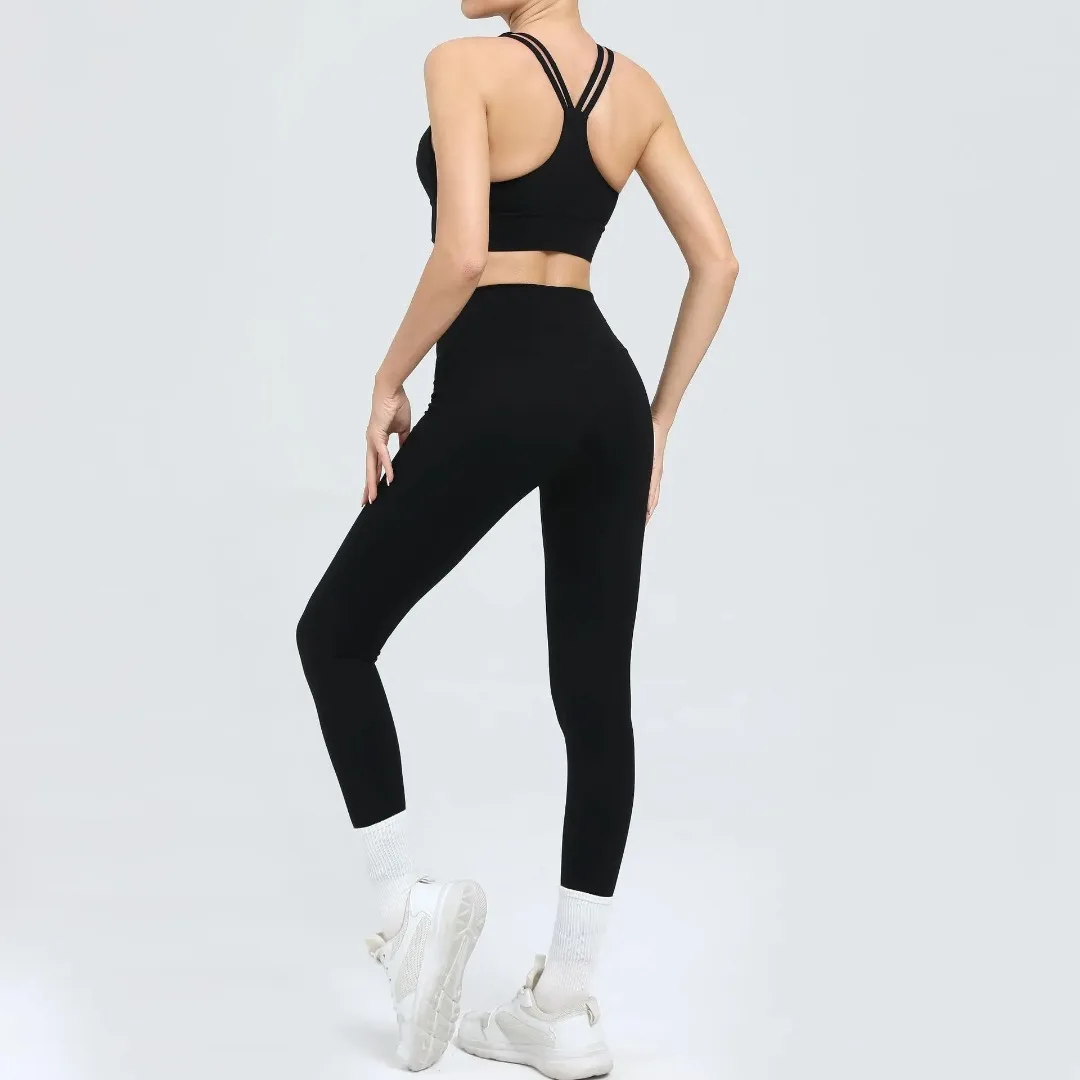 

Seamless Yoga Set Sports Fitness Peach Hip High Waist Tight Backless Sexy Bra Suit Running Workout Clothing Gym Suit for Women