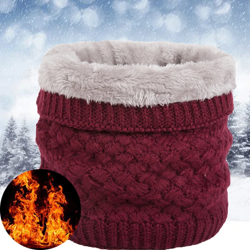 Couple Scarf Winter Knitted Ski Climbing Scarf Plus Fleece Scarf Ring Thickened Warm Scarf Neck Outdoor Warmer Woolen Scarf Tube