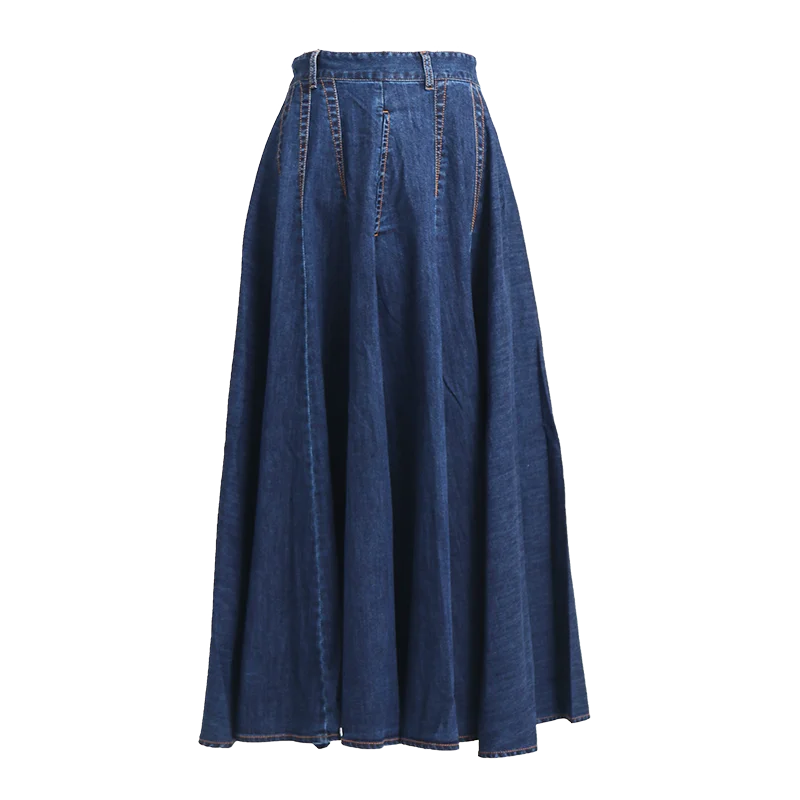 Rok Denim Wanita Bawahan besar mode musim gugur baru 2023 rok Pettiskirt Hepburn cocok untuk semua