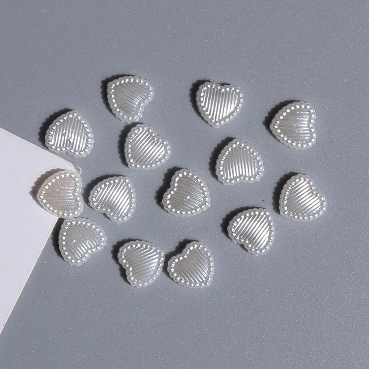 

100Pcs sets of new DIY mobile phone jewelry, special-shaped pearl ABS flat bottom imitation pearl 10mm striped peach