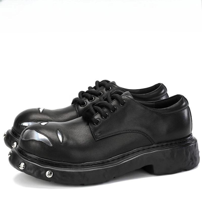 

English Style Original Derby Shoes for Men's Genuine Leather Handmade Fashion Trendy Casual Big Head Height Increasing Shoes Man