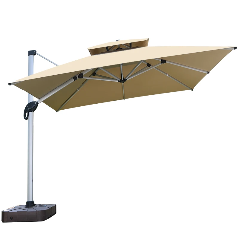 3x4meter Luxury Garden umbrella aluminum patio parasol garden outdoor awning canopy led light foldable umbrella large windproof