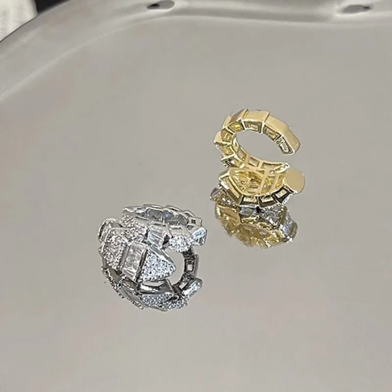 Full of Diamonds Snake Ear Bone Clip Without Piercing Design Zircon Earrings for Women Accessories