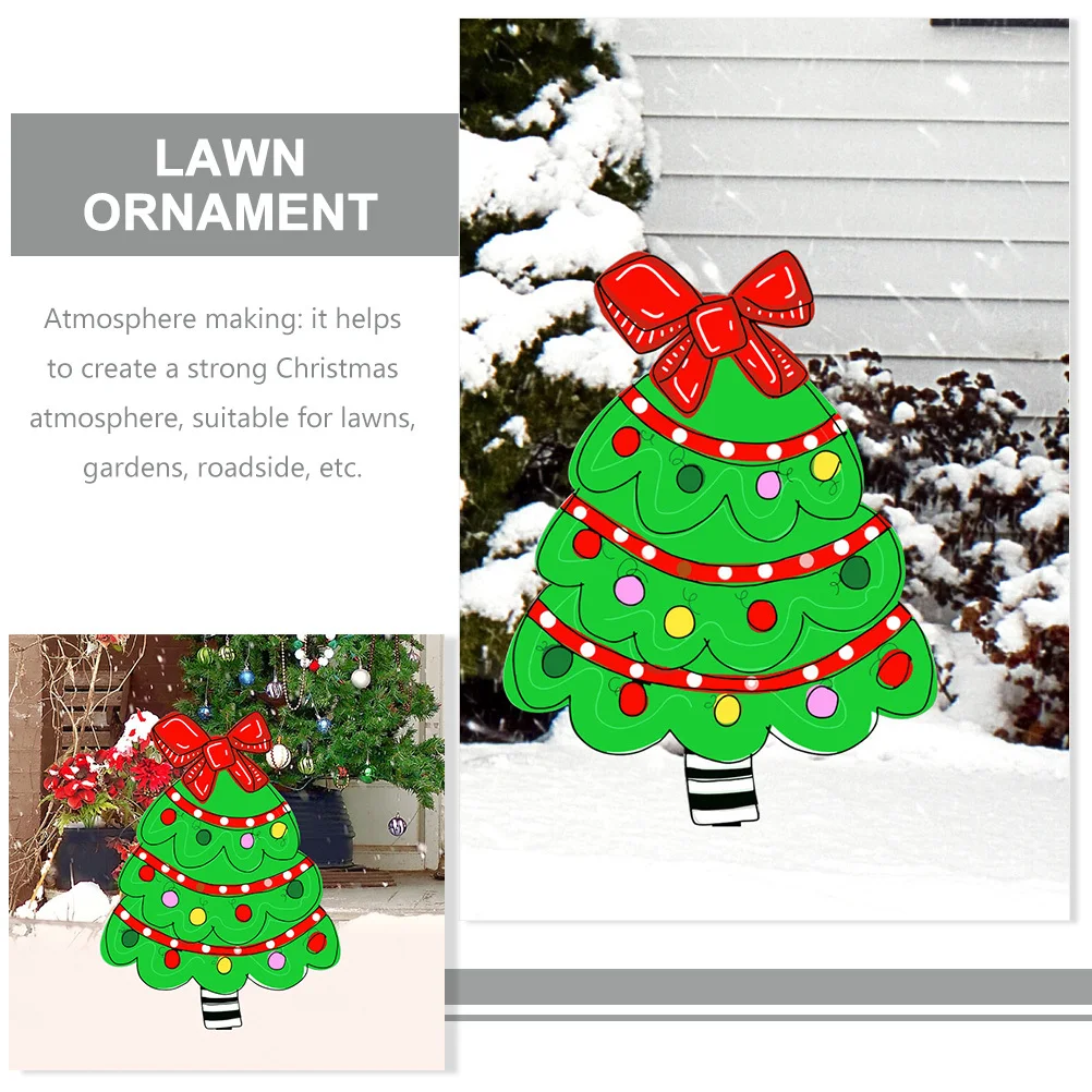 

Christmas Tree Decoration Cartoon Holiday Sign Outdoor Merry Christmas Yard Signs Easy Storage Realistic Shape