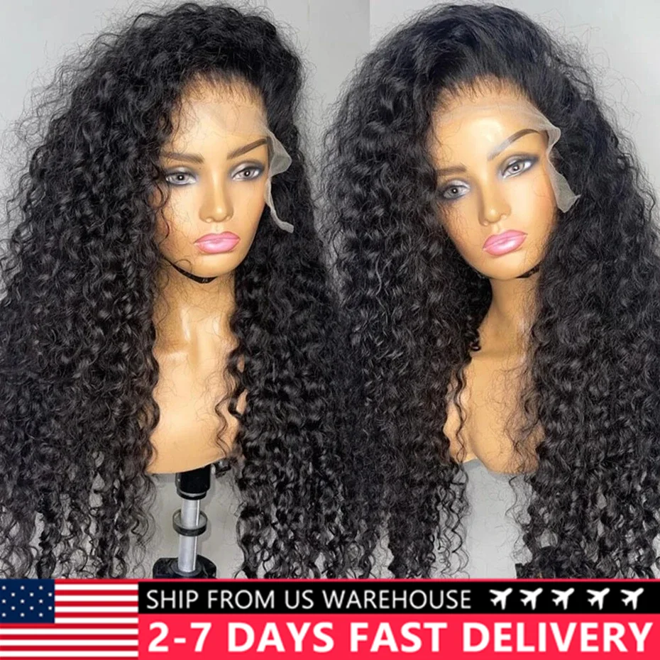 Deep Wave Wig Curly Human Hair Glueless Wigs Lace Frontal 13x4 Lace Front Wig Pre Plucked 4x4 Lace Closure Wig For Black Women