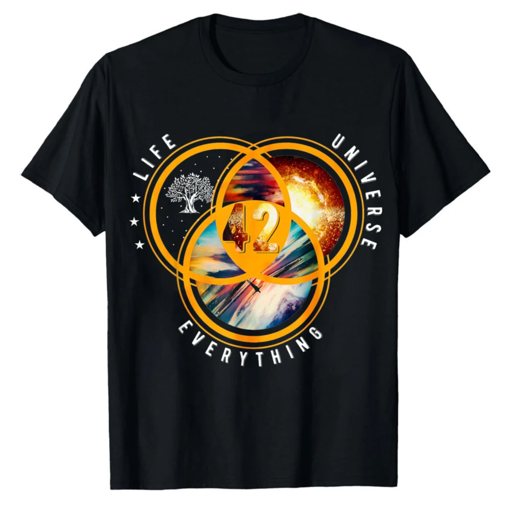 

The Answer To 42 Life Universe Everythingand All Solar System Hitchhikers Guide To The Galaxy Venn Diagram Graphic T-Shirt