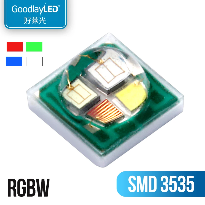 10PCS 3535 High Power 4X3W Chip SMD RGBW LED Diode 350mA Red Blue Green White Unique Phosphor Coating Technology