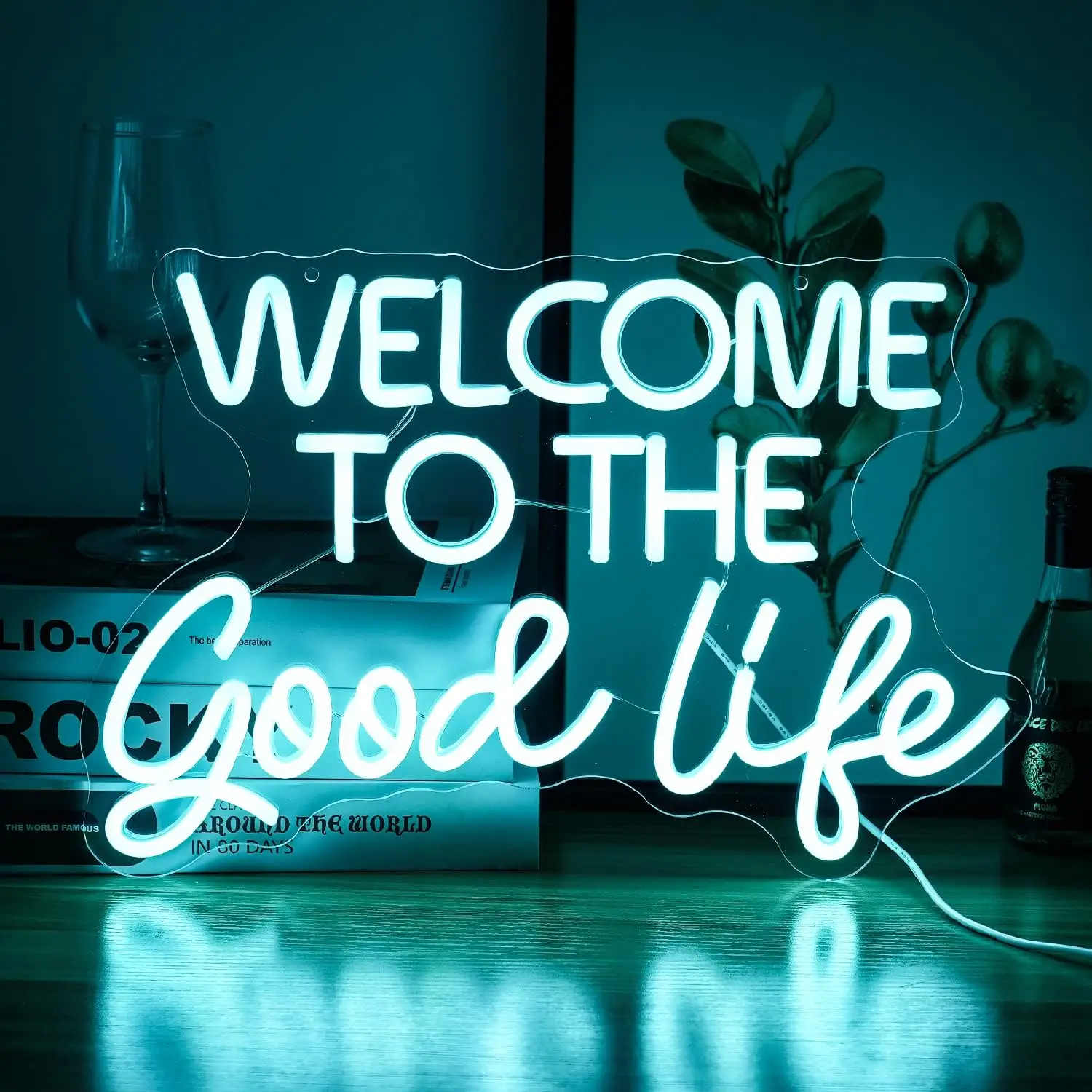 Bienvenido a la buena vida letrero de neón con letras, luces LED de neón para decoración de pared, dormitorio, habitación de niños, fiesta de cumpleaños, decoración de Bar