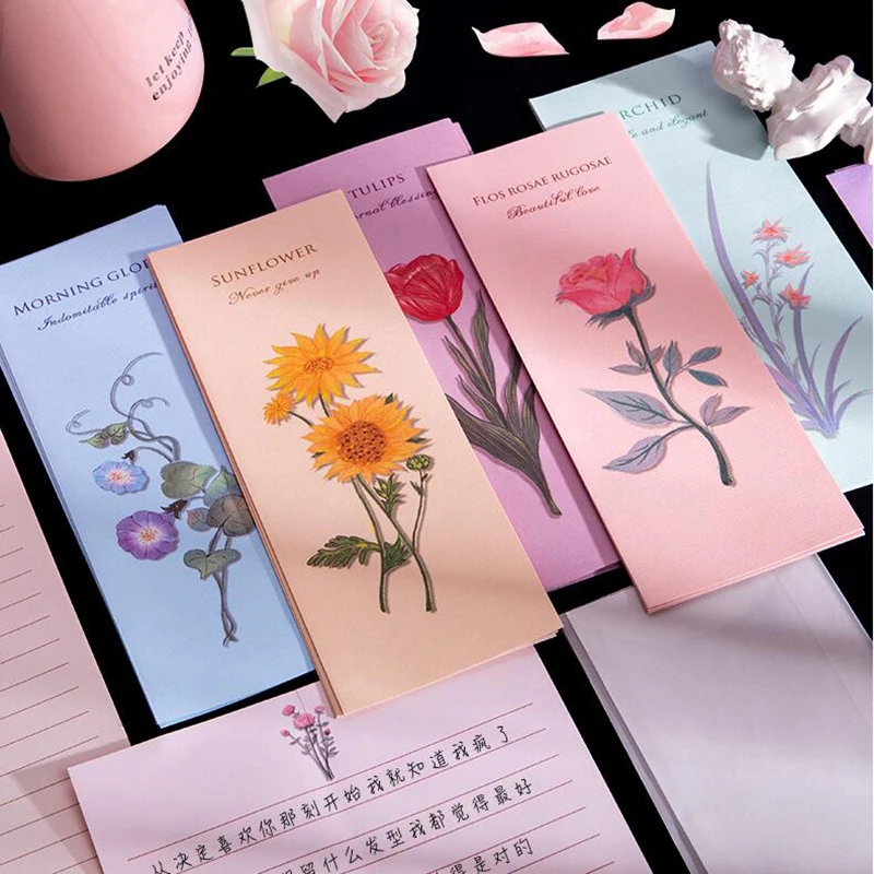 

6pcs Cute Floral Translucent Envelopes for Letter Pads Message Writing Paper DIY Wedding Party Invitation Cards Cover Stationary