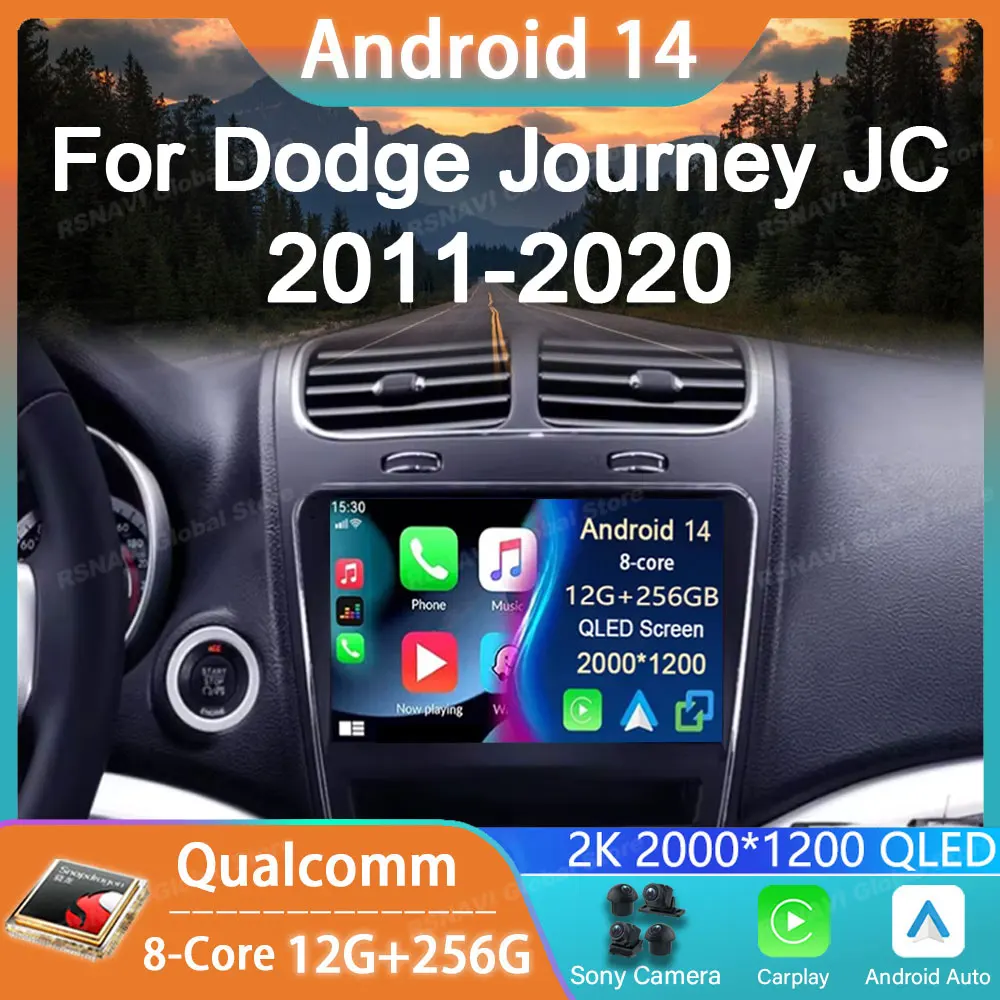 

Автомобильный радиоприемник Android 14 для Dodge Journey JC 2011 - 2020 GPS Carplay Мультимедиа стерео Авто DSP BT 2din головное устройство навигация плеер