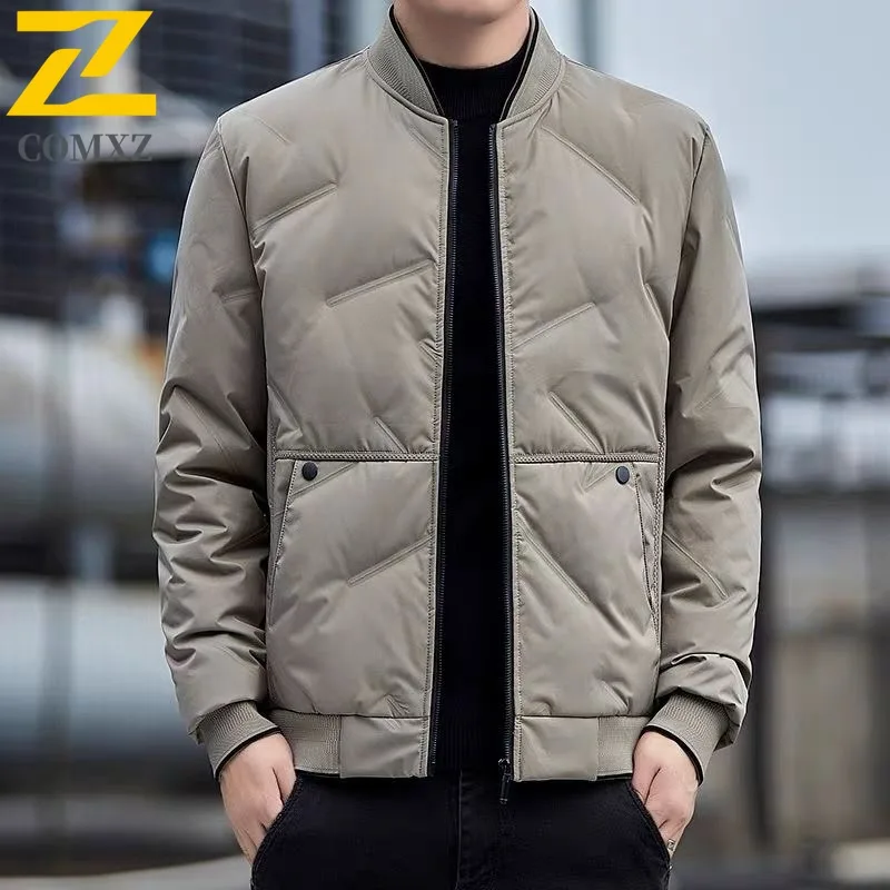 

COMXZ Men's 2025 New Trendy Business Cotton Jacket Thickened Anti Cold Warm Stand Up Collar Outdoor Casual Loose Sports Jacket