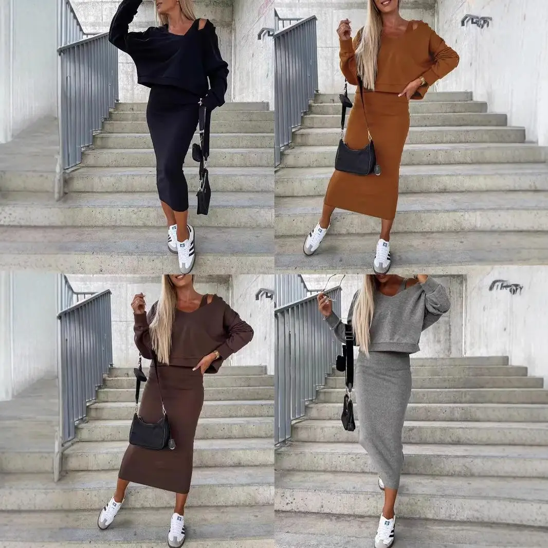 

Women's Fashion Three-Piece Set Vest Skirt Hooded Sweatshirt Long Sleeve British Style Winter Season Color No Brand Reg...