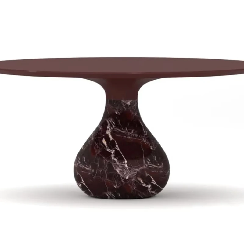 Red Modern Marble Natural Stone Round Dining Table Home Furniture