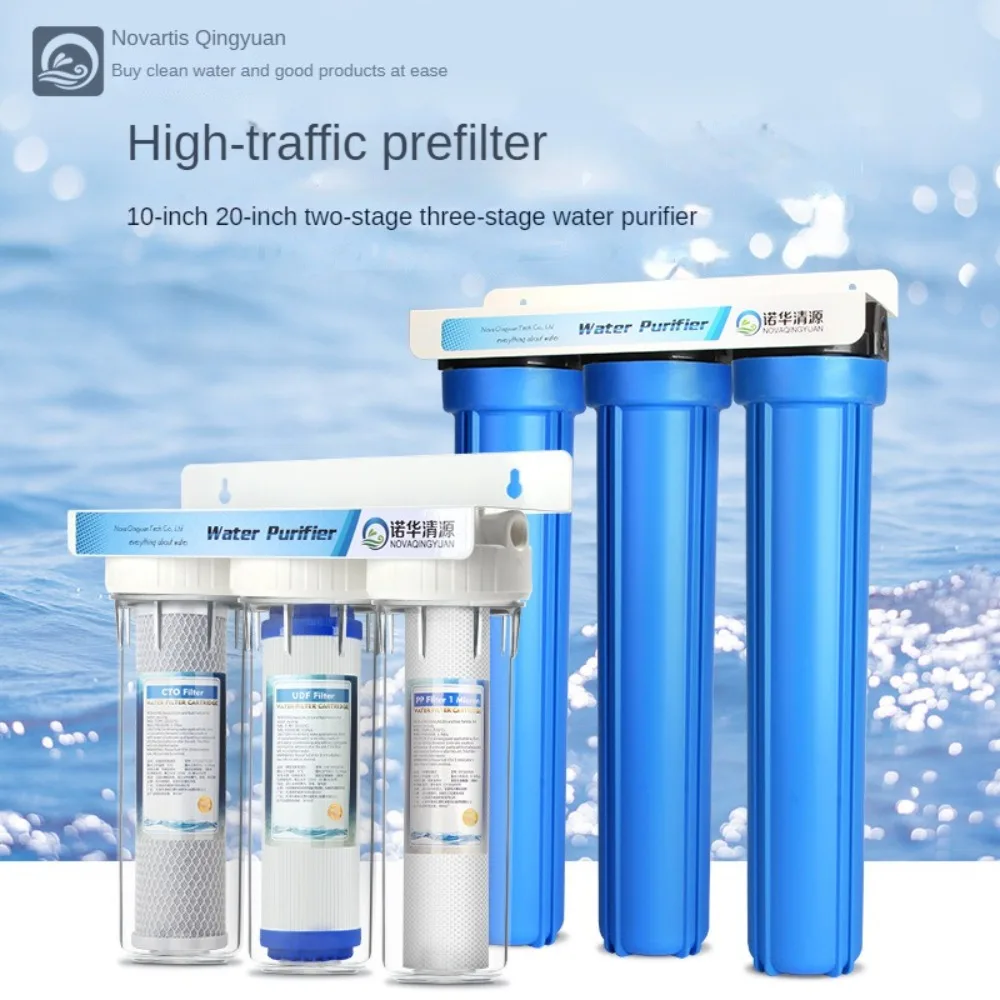 

10 inch Prefilter 20" Water Filter Front Filter Pp Cotton Large Flow Water Purifier Transparent Bottle 3 Stages Water Filtration