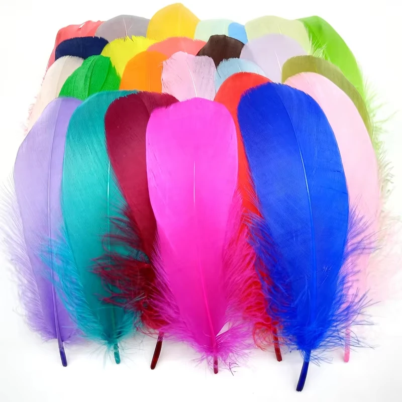 100 Stück bunte Federn, 8–12 cm, Bastelfedern, Hochzeit, Familienparty, Dekorationen, Traumfänger-Zubehör, natürliche Federn