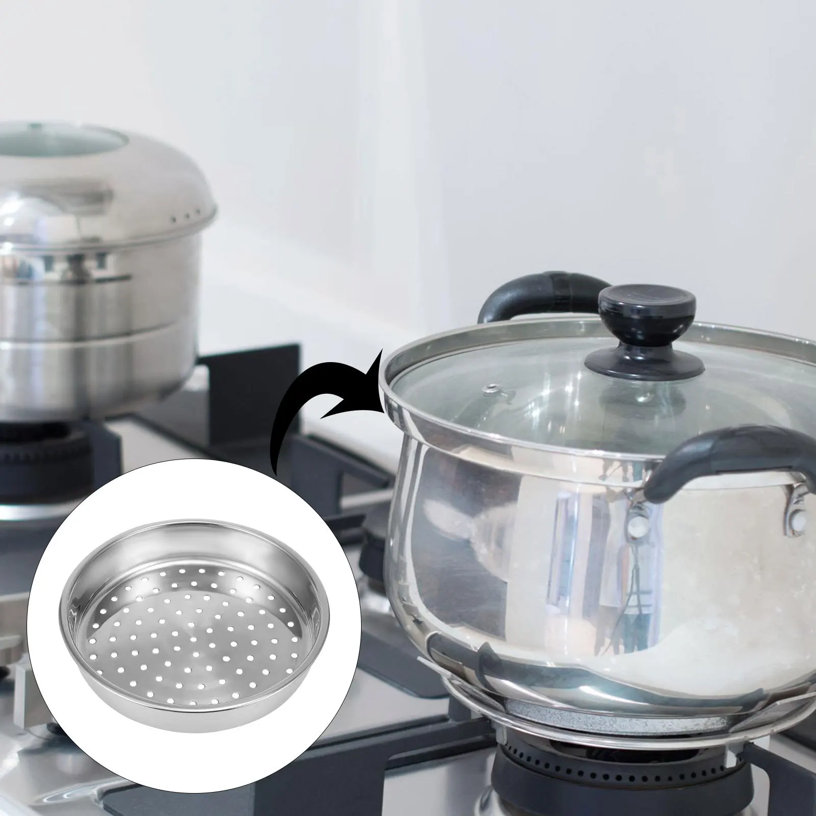 

Household Stainless Steel Food Steamer Thickened Steaming Basket Safe Multi Functional Kitchen Steamer