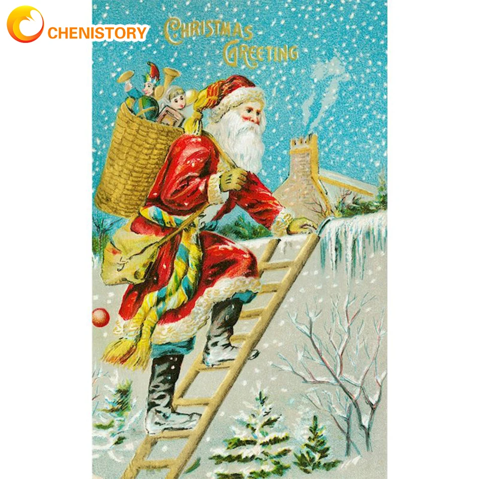 

CHENISTORY Painting By Numbers Santa Claus Pictures By Number Figure Painting For Adults DIY Room Wall Art Home Decoration Gift