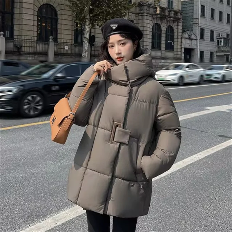 2024 New Fashion Loose Winter Jacket Women Parkas Hooded Down Cotton Jacket Casual Warm Parka Female Overcoat Outwear Clothing