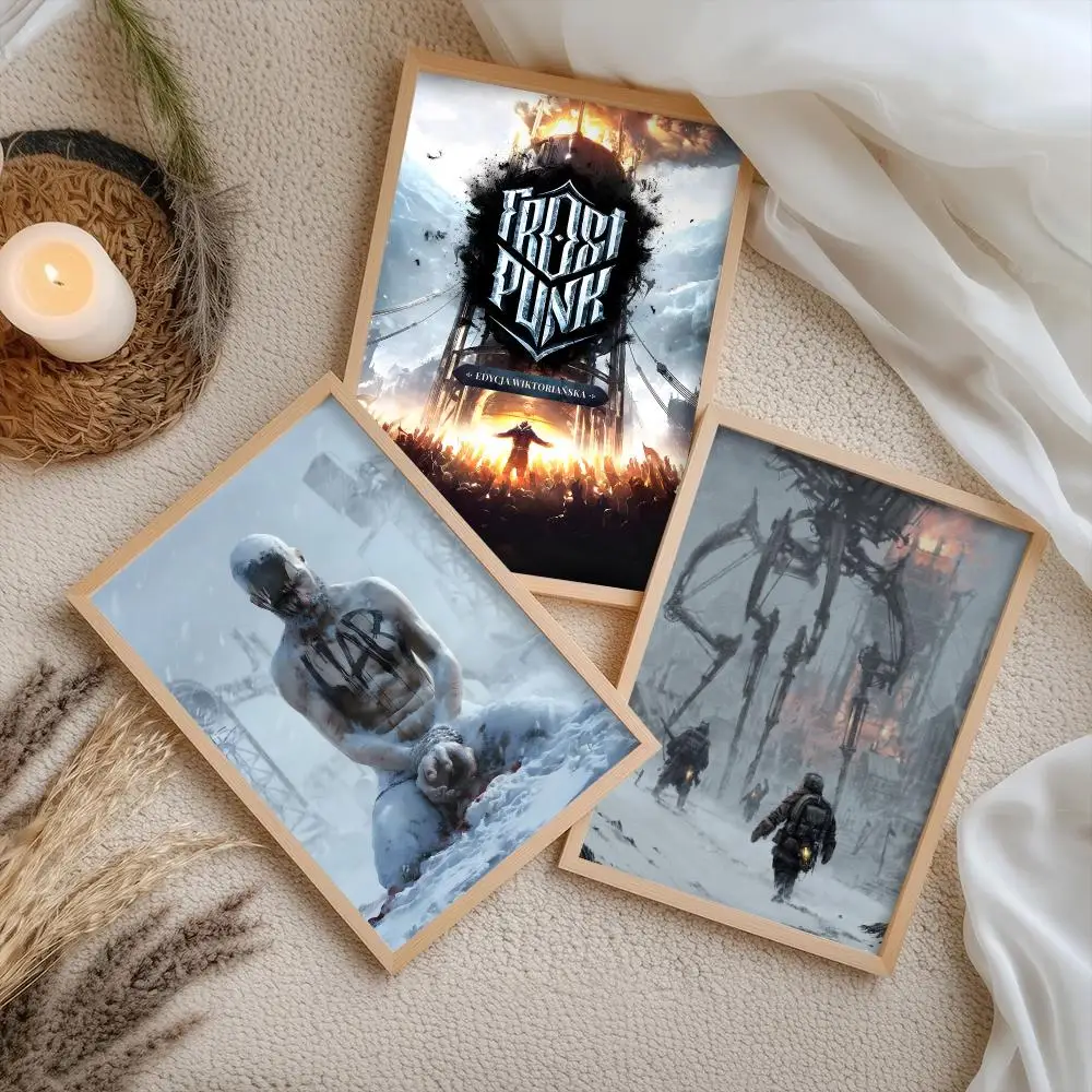 F-Frostpunk Strategy game Poster Stickers Self-Adhesive Painting Mural Decor Wall Decals for Bedroom Living Room Home HD Gift