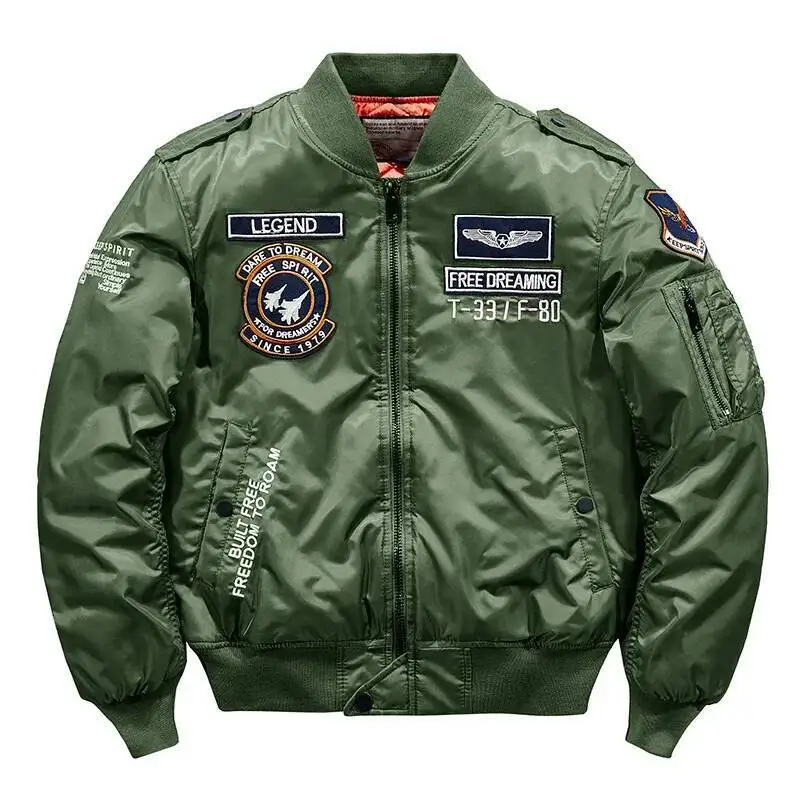 

Winter Hip Hop Thick Warm Men High Quality Military Motorcycle Ma Aviator Pilot Coats Male Baseball Bomber Jacket