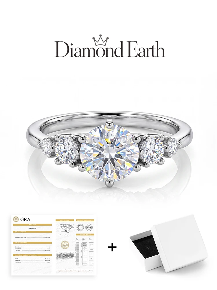 Fashion Real 1CT Certified Moissanite Diamond Engagement Rings for Women 925 Sterling Silver Wedding High Quality Fine Jewelry