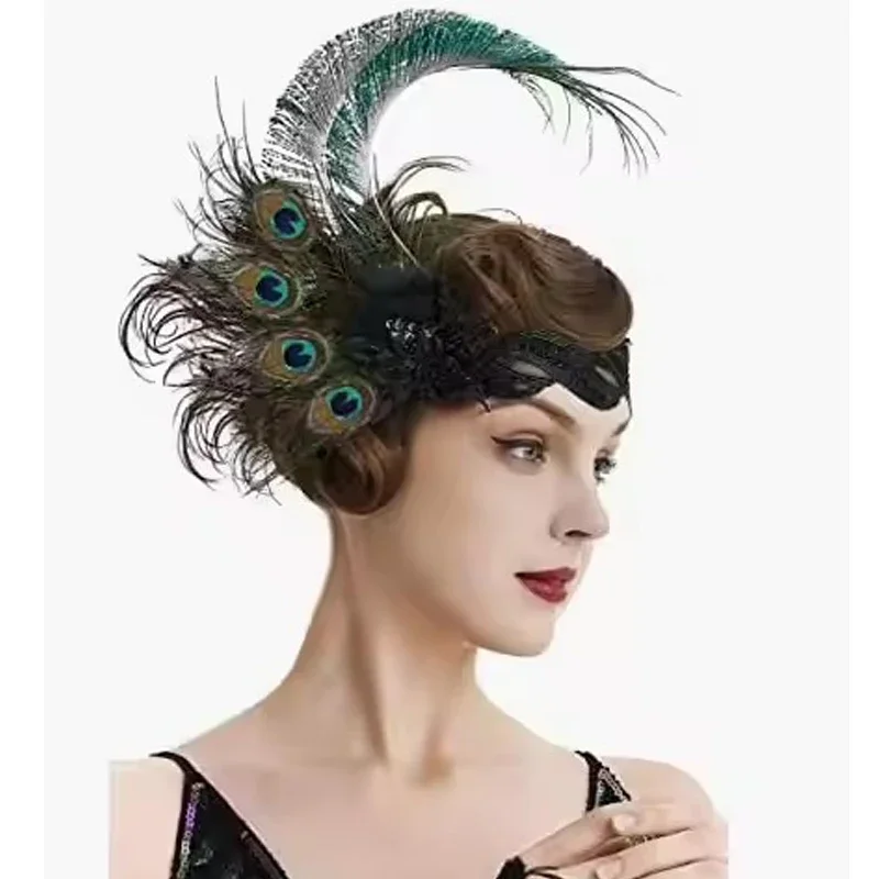 1920s Women Vintage Flapper Gatsby Cosplay Costume Accessories Headband 머리띠 резинки для волос 헤어밴드 обруч для волос Hair band