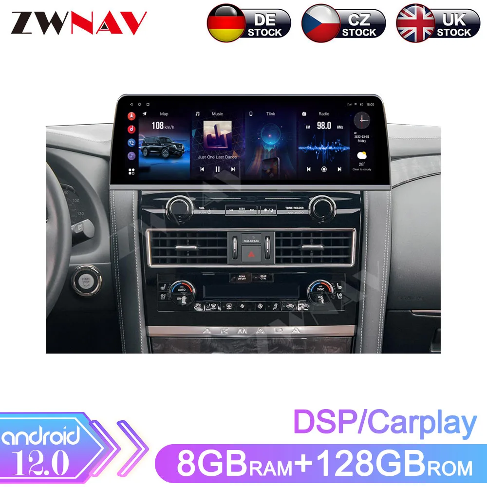 Carplay Car Radio 16.3 inch Display Screen For Nissan Armada 2010-2022 Android 14 GPS Navigation Car Multimedia Player Head Unit