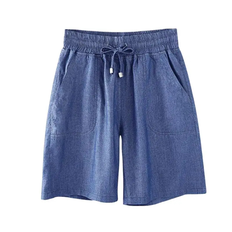 

Summer Oversized Jeans Shorts 2024 Casual Drawstring Denim Shorts With Pockets Cowboy Straight Jeans Shorts Women