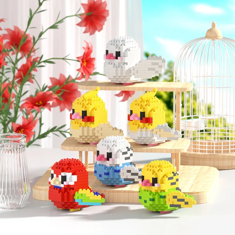 Juguetes de bloques de construcción de la serie Bird Parrot, adornos para mesa de ensamblaje, juguetes educativos para niños, aptos para niños y niñas, regalo de Navidad