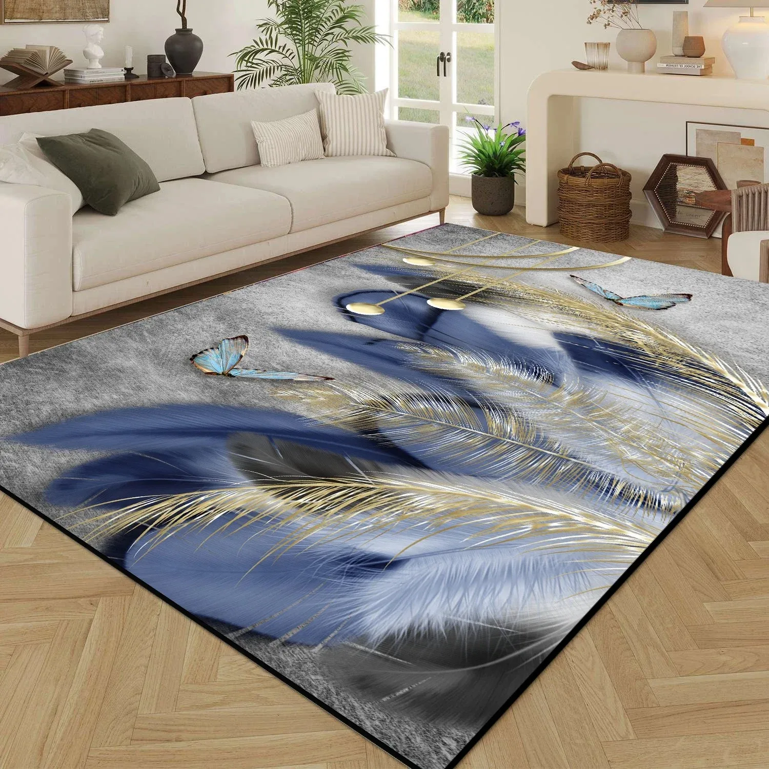 Vibrant Rainbow Mandala Flower Area Rug, Artistic Gilded Bohemian Leaf Rug, Colorful Ethnic Floor Carpet for Bedroom Living Room