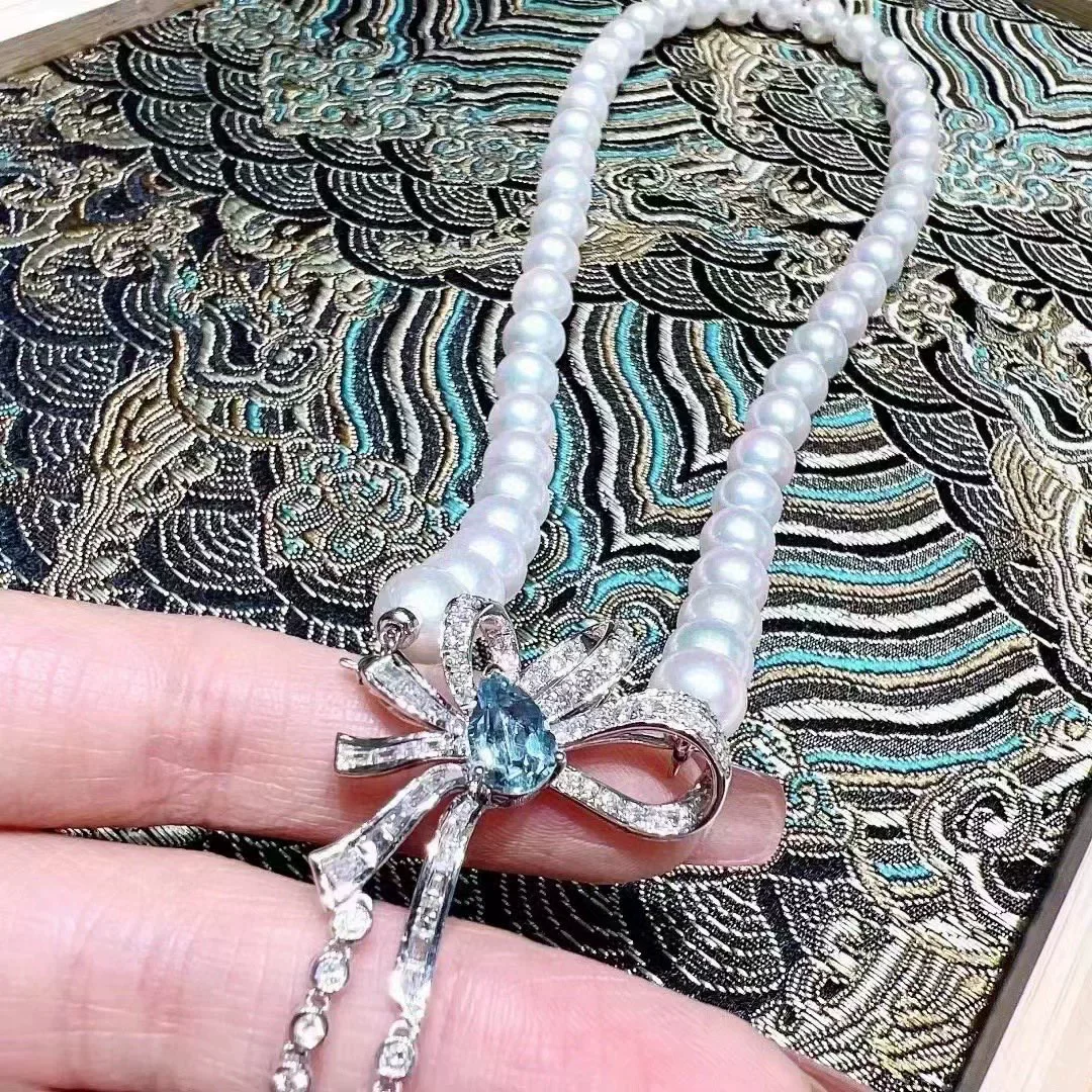 

Ожерелье из натурального жемчуга AAAA 9-10 мм/жемчужное ожерелье из серебра 925 пробы, 18 дюймов, брошь, двойное назначение