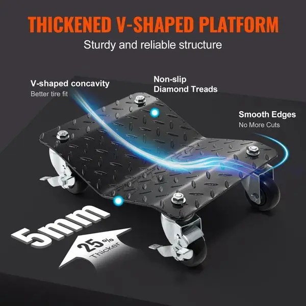 VEVOR ล้อดอลลี่, 3000 ปอนด์/1360 กก. รถดอลลี่, ล้อดอลลี่ยางรถเดิมพันชุด 2 ชิ้น, ยางรถหนักดอลลี่เคลื่อนย้ายรถ