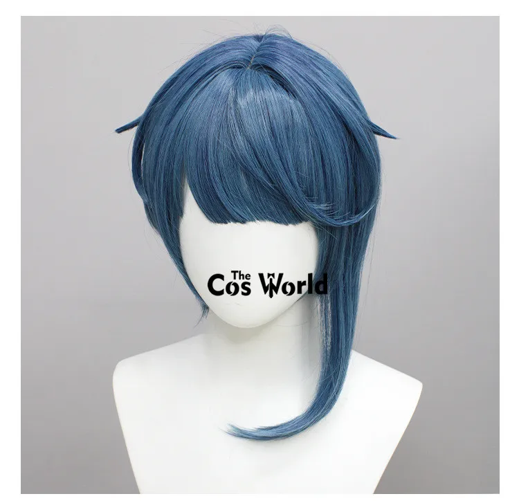 Genshin Xingqiu 35 cm kurze gerade Spiele Cosplay Perücken Faser hitzebeständiges Kunsthaar + Perückenkappe